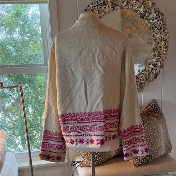 Alix Of Bohemia Cream and Pink Embroidered Jacket - Picture 4 of 6
